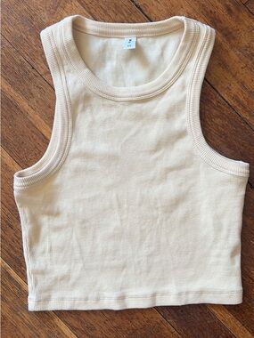KOTN Cream Ribbed Kids Tank Top